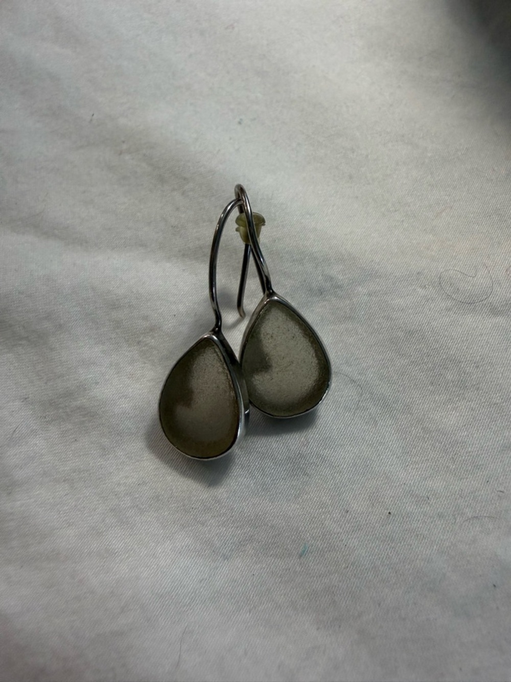 Women's Teardrop White seaglass Dangle Earrings